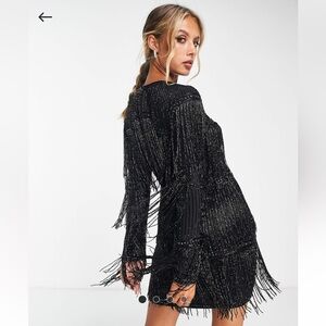 ASOS Black Fringe Mini Dress